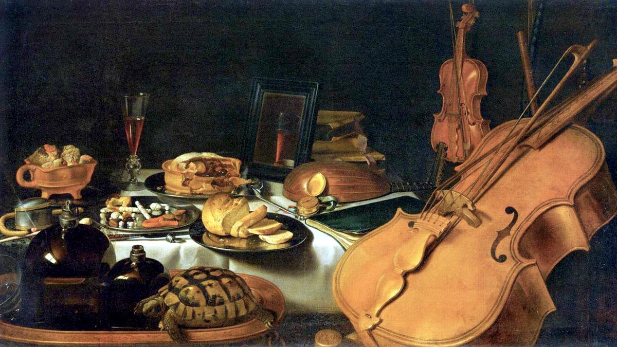 Pieter Claesz: Stilleben mit Musikinstrumenten, 1623