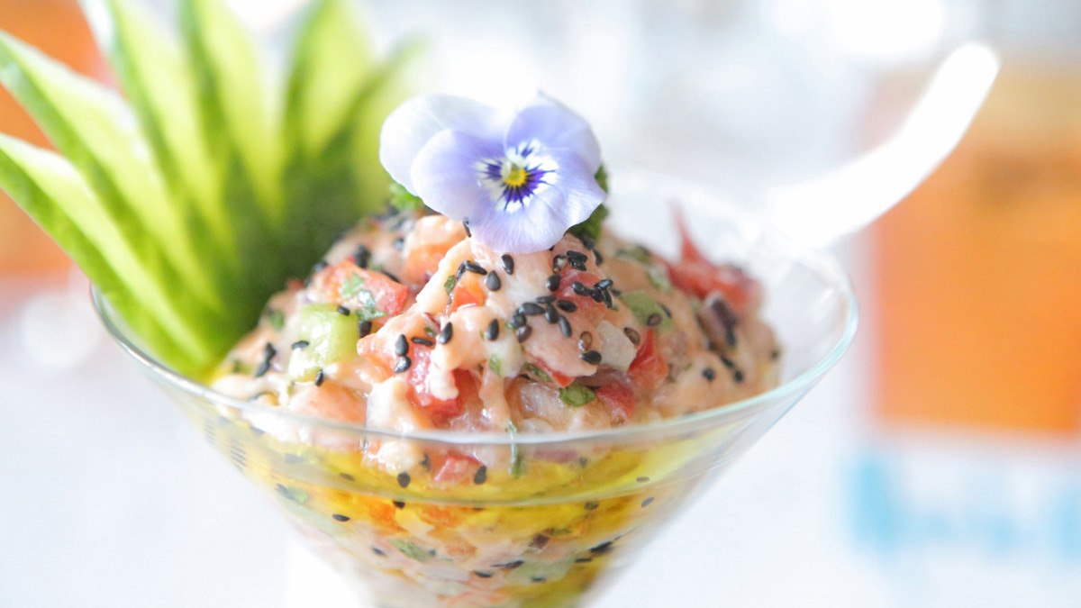 Mar de Nudos: Ceviche im Martini Glas. Foto Mar de Nudos