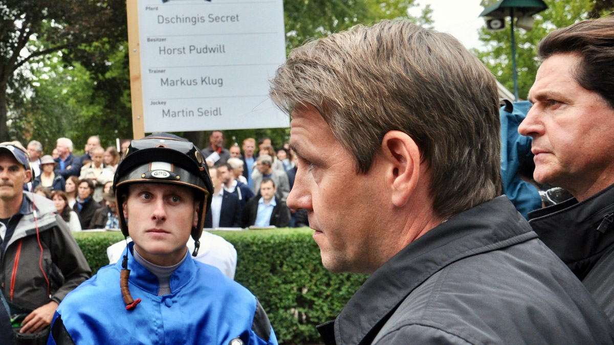 Trainer Markus Klug und Jockey Martin Seidl hoffen auf ein gutes Rennen…. Foto WR