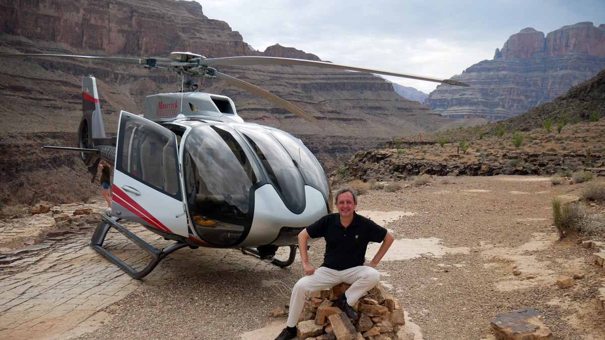 Ausflug mit dem Helikopter zum Grand Canyon: GE Chefredakteur Jürgen Wenzel