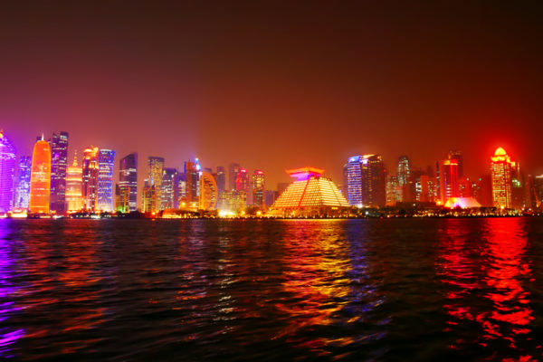 Nächtliche Skyline von Doha. Foto JW