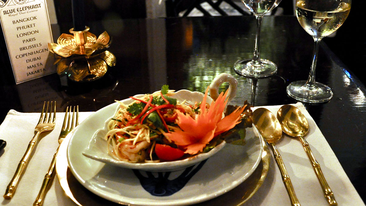Blue Elephant: scharfer Thai-Garnelen Salat. Foto WR