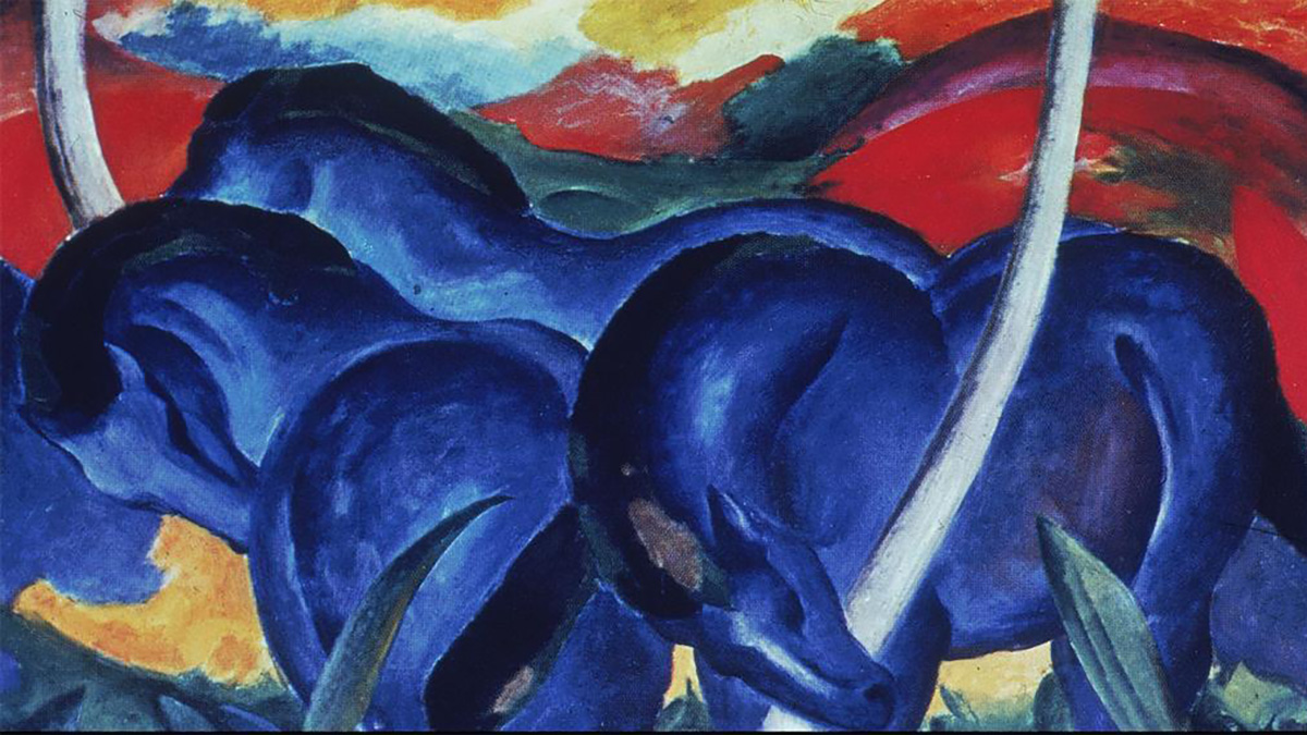 Eines der bekanntesten Werke von Franz Marc: „Blauer Reiter“. Nach 1884 verbrachte er viele Sommer in Kochel am See
